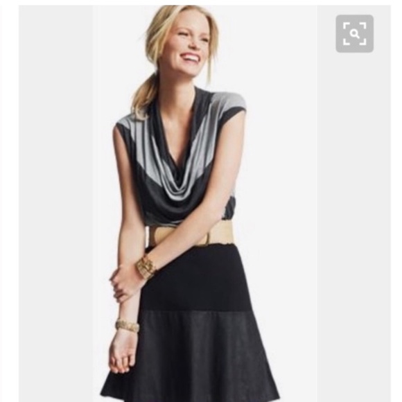 Cabi Grey Gray Wide Stripe Shirt Cowl Neck Top Tunic 620 Sz M - Picture 4 of 11